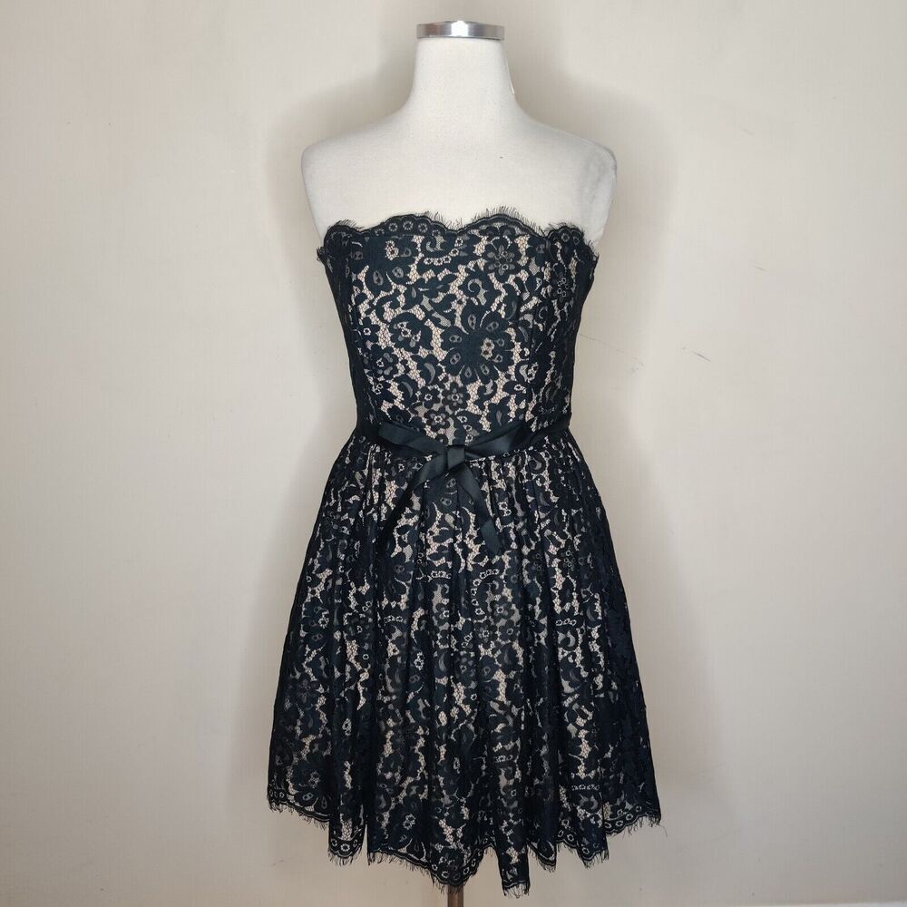 Robert Rodriguez Floral Lace Strapless‎ Cocktail Dress Fit Flare